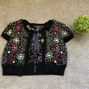 RAMPAGE Black sequin and multicolor bolero Medium